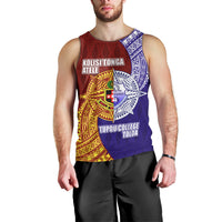Kolisi Tonga Atele and Tupou College Toloa Men Tank Top Ngatu and Polynesian Spiral Pattern LT03 - Polynesian Pride