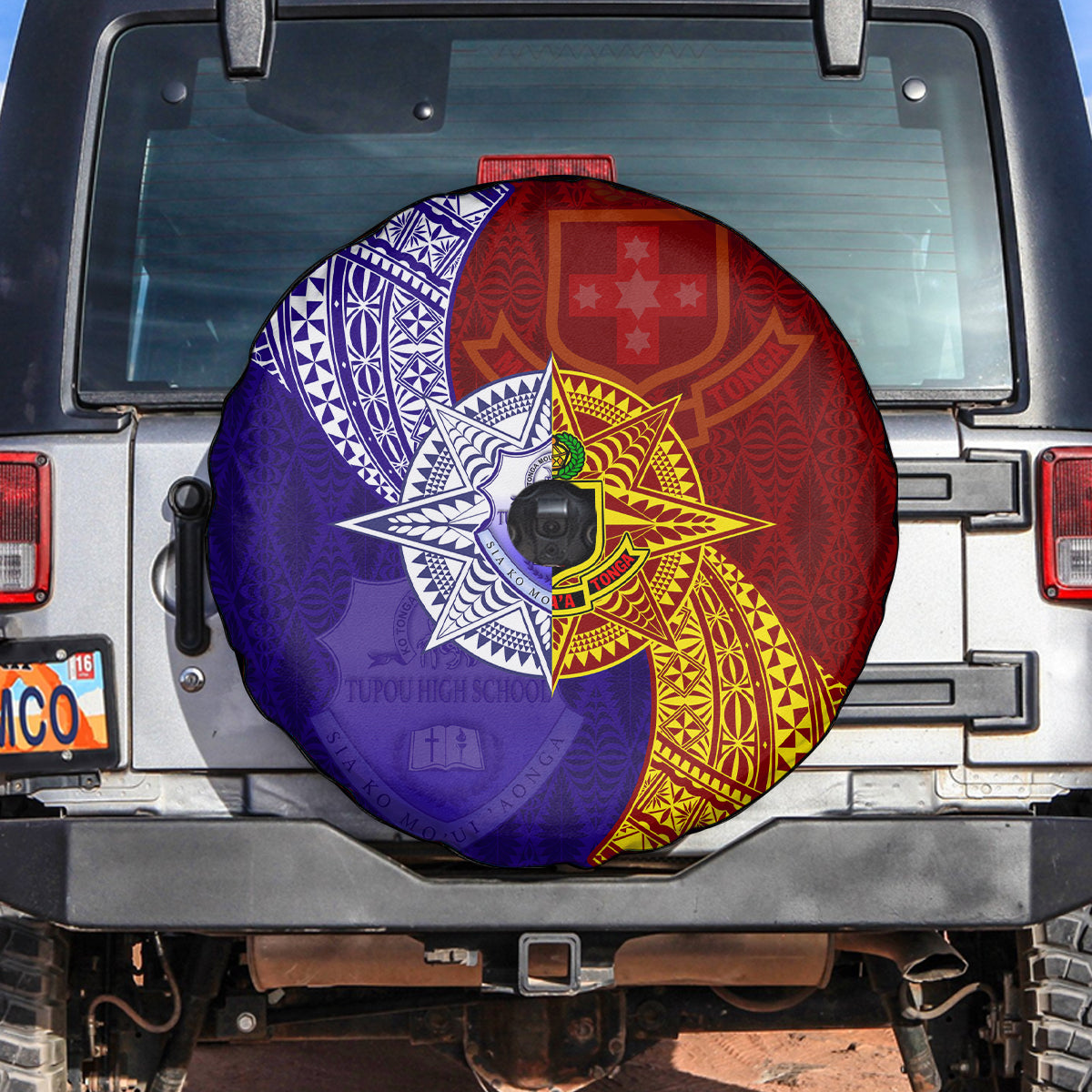 Kolisi Tonga Atele and Tupou College Toloa Spare Tire Cover Ngatu and Polynesian Spiral Pattern LT03 Red - Polynesian Pride