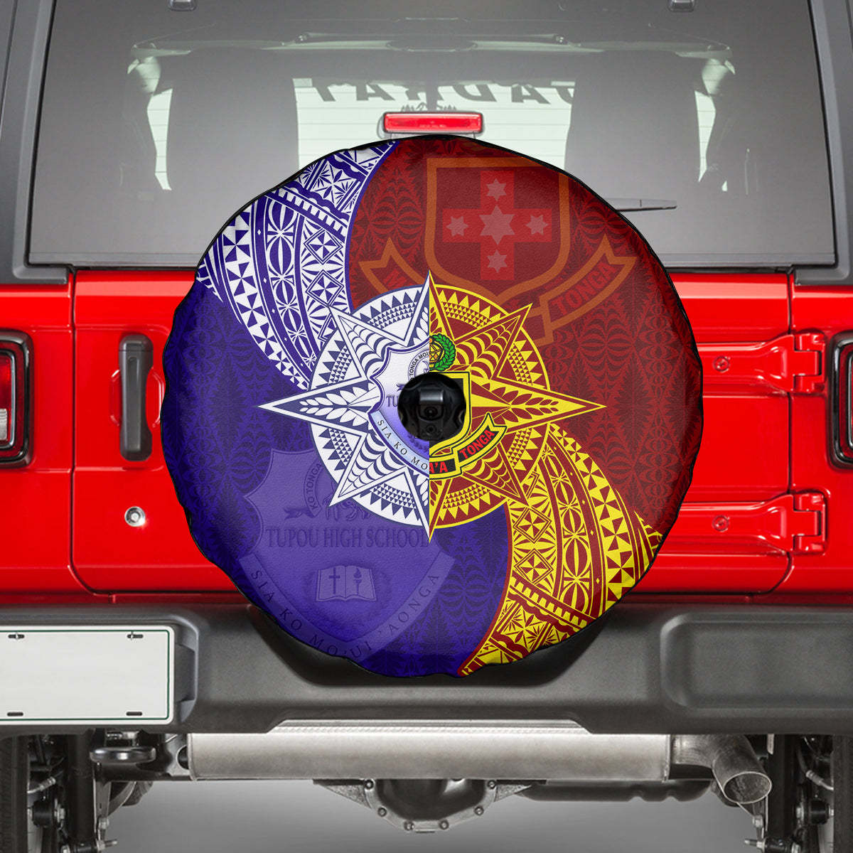Kolisi Tonga Atele and Tupou College Toloa Spare Tire Cover Ngatu and Polynesian Spiral Pattern LT03 - Polynesian Pride