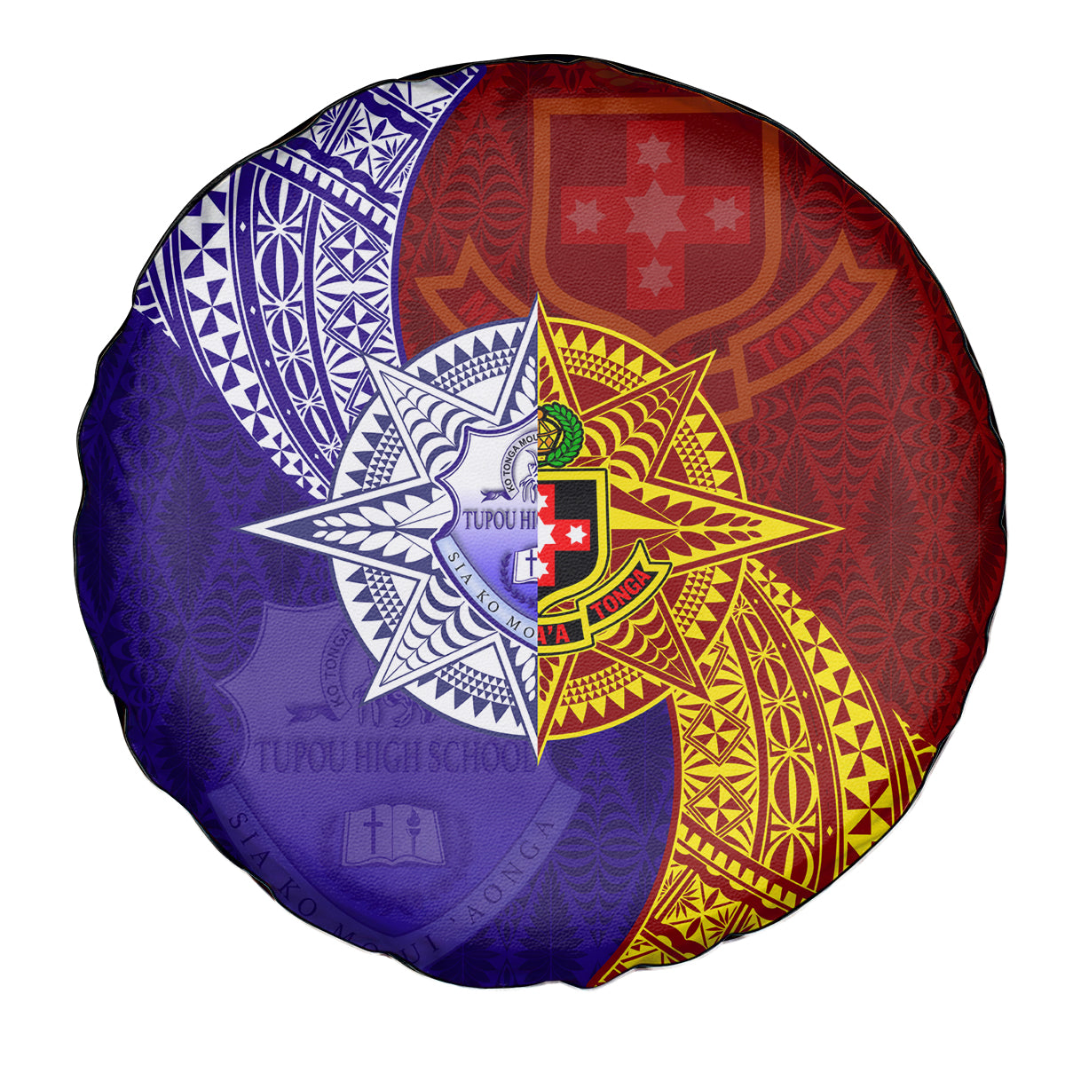 Kolisi Tonga Atele and Tupou College Toloa Spare Tire Cover Ngatu and Polynesian Spiral Pattern LT03 - Polynesian Pride