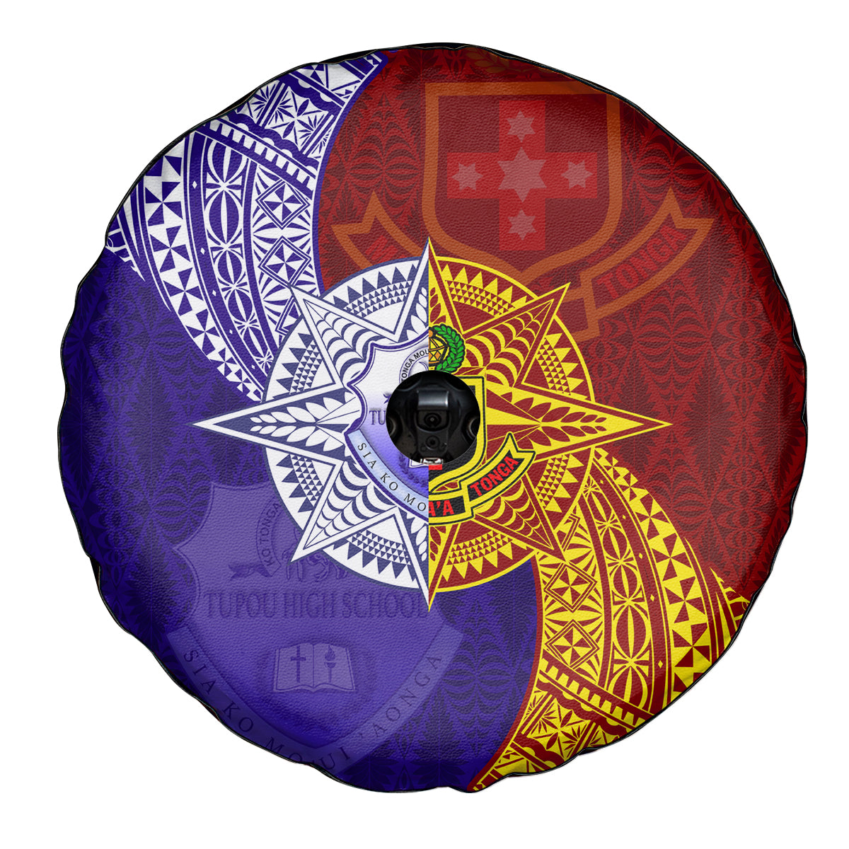 Kolisi Tonga Atele and Tupou College Toloa Spare Tire Cover Ngatu and Polynesian Spiral Pattern LT03 - Polynesian Pride