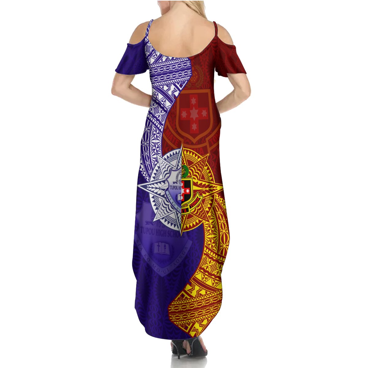 Kolisi Tonga Atele and Tupou College Toloa Summer Maxi Dress Ngatu and Polynesian Spiral Pattern LT03 - Polynesian Pride