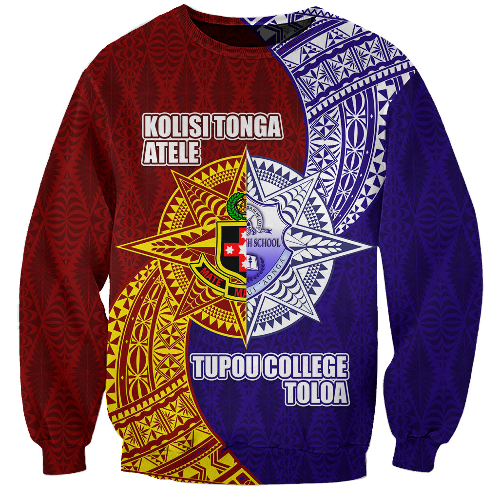 Kolisi Tonga Atele and Tupou College Toloa Sweatshirt Ngatu and Polynesian Spiral Pattern LT03 Unisex Red - Polynesian Pride