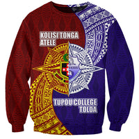 Kolisi Tonga Atele and Tupou College Toloa Sweatshirt Ngatu and Polynesian Spiral Pattern LT03 Unisex Red - Polynesian Pride