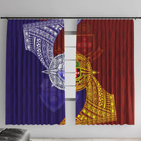 Kolisi Tonga Atele and Tupou College Toloa Window Curtain Ngatu and Polynesian Spiral Pattern LT03 With Hooks Red - Polynesian Pride