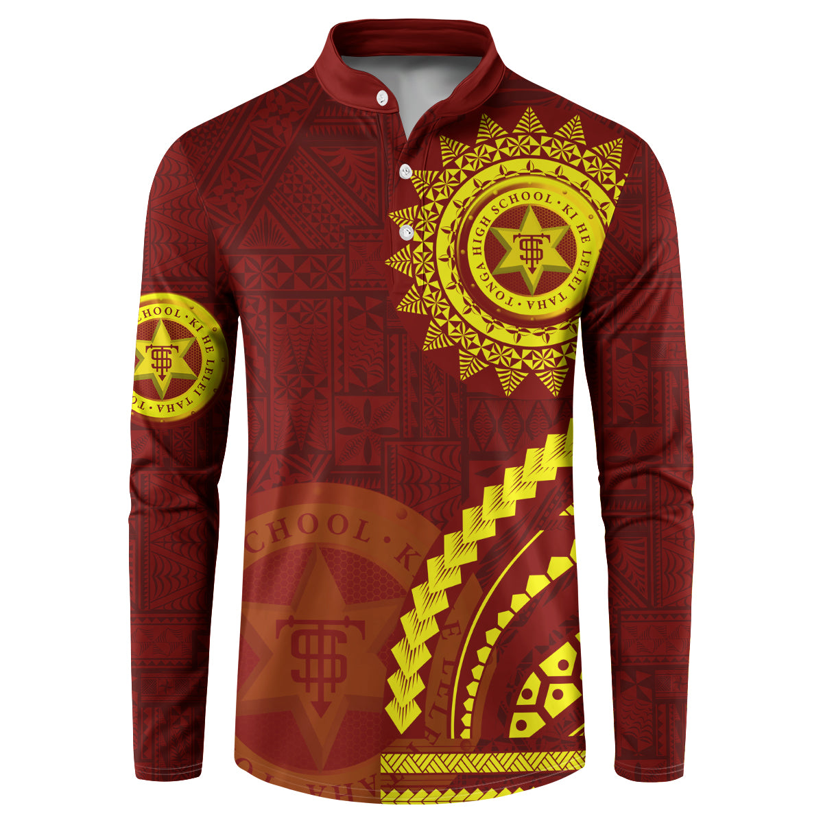 Tonga High School Button Sweatshirt Ngatu and Polynesian Pattern