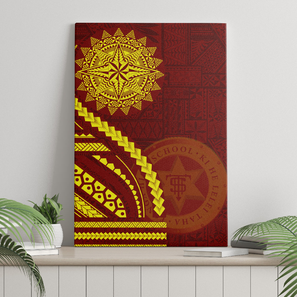 Tonga High School Canvas Wall Art Ngatu and Polynesian Pattern
