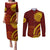 Tonga High School Couples Matching Puletasi and Long Sleeve Button Shirt Ngatu and Polynesian Pattern