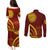 Tonga High School Couples Matching Puletasi and Long Sleeve Button Shirt Ngatu and Polynesian Pattern