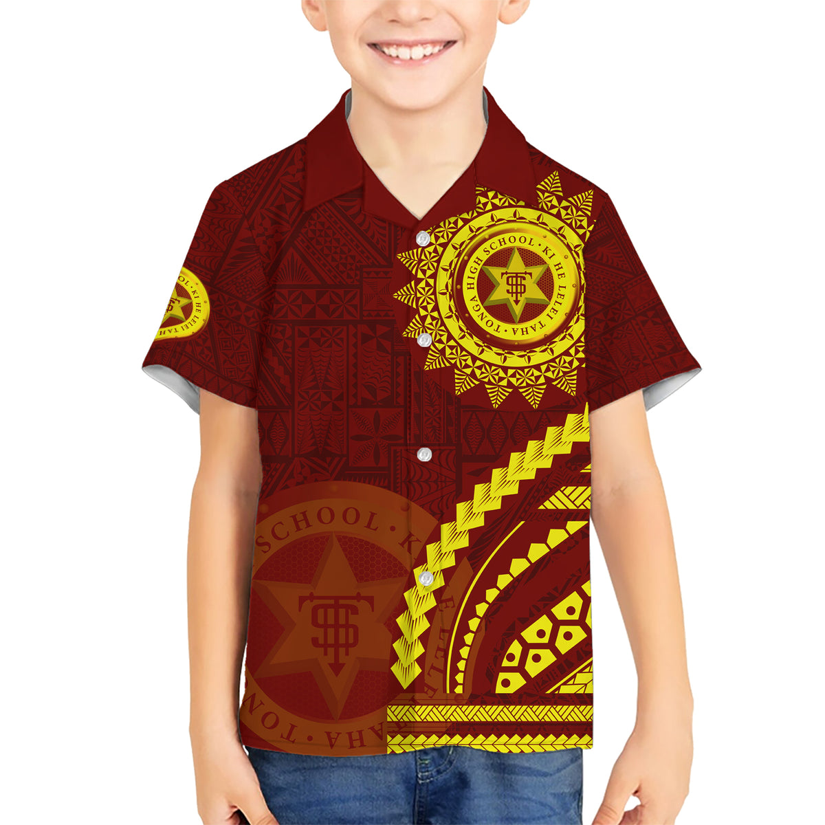 Tonga High School Hawaiian Shirt Ngatu and Polynesian Pattern