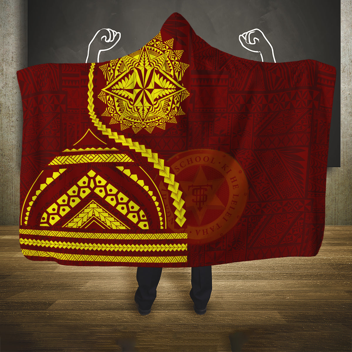 Tonga High School Hooded Blanket Ngatu and Polynesian Pattern