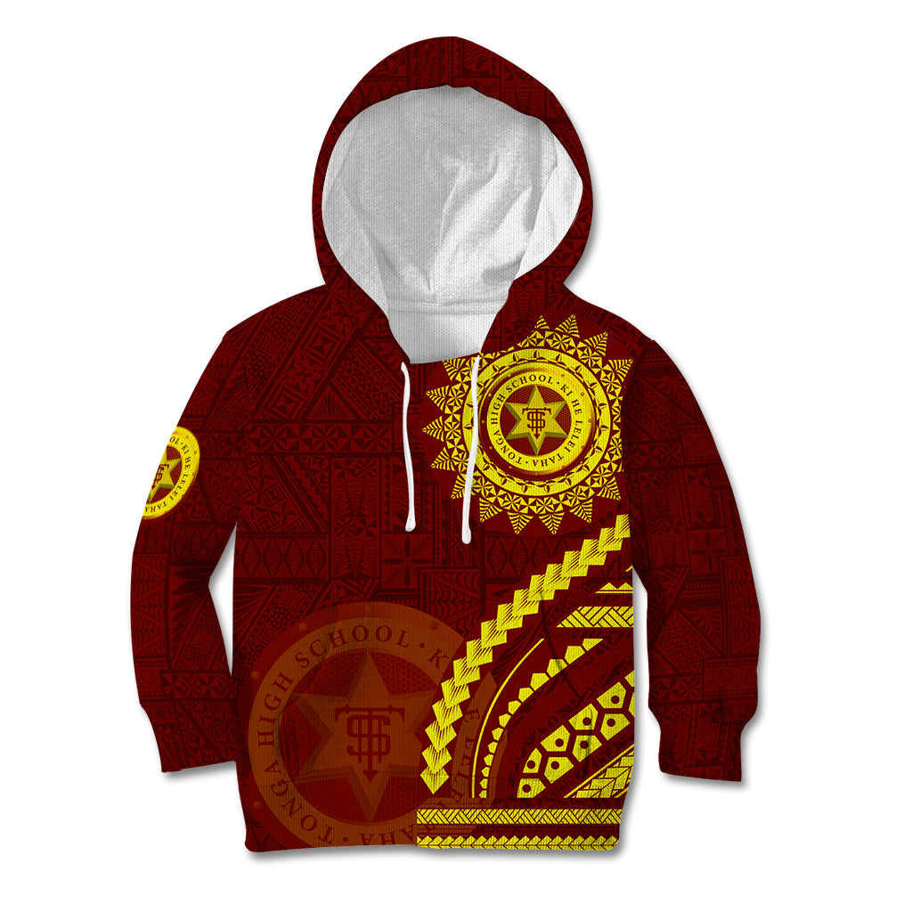 Tonga High School Kid Hoodie Ngatu and Polynesian Pattern