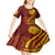 Tonga High School Kid Short Sleeve Dress Ngatu and Polynesian Pattern