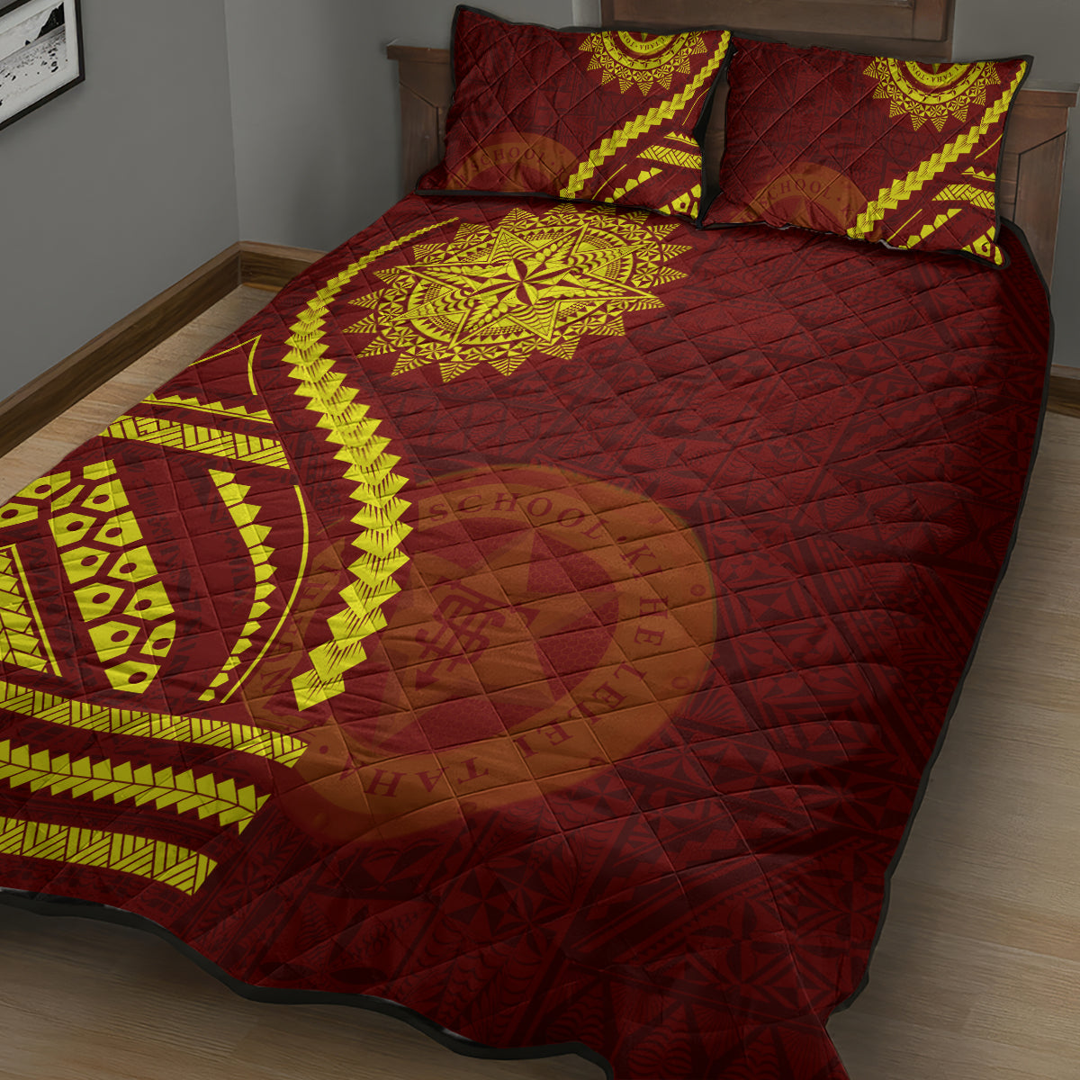 Tonga High School Quilt Bed Set Ngatu and Polynesian Pattern