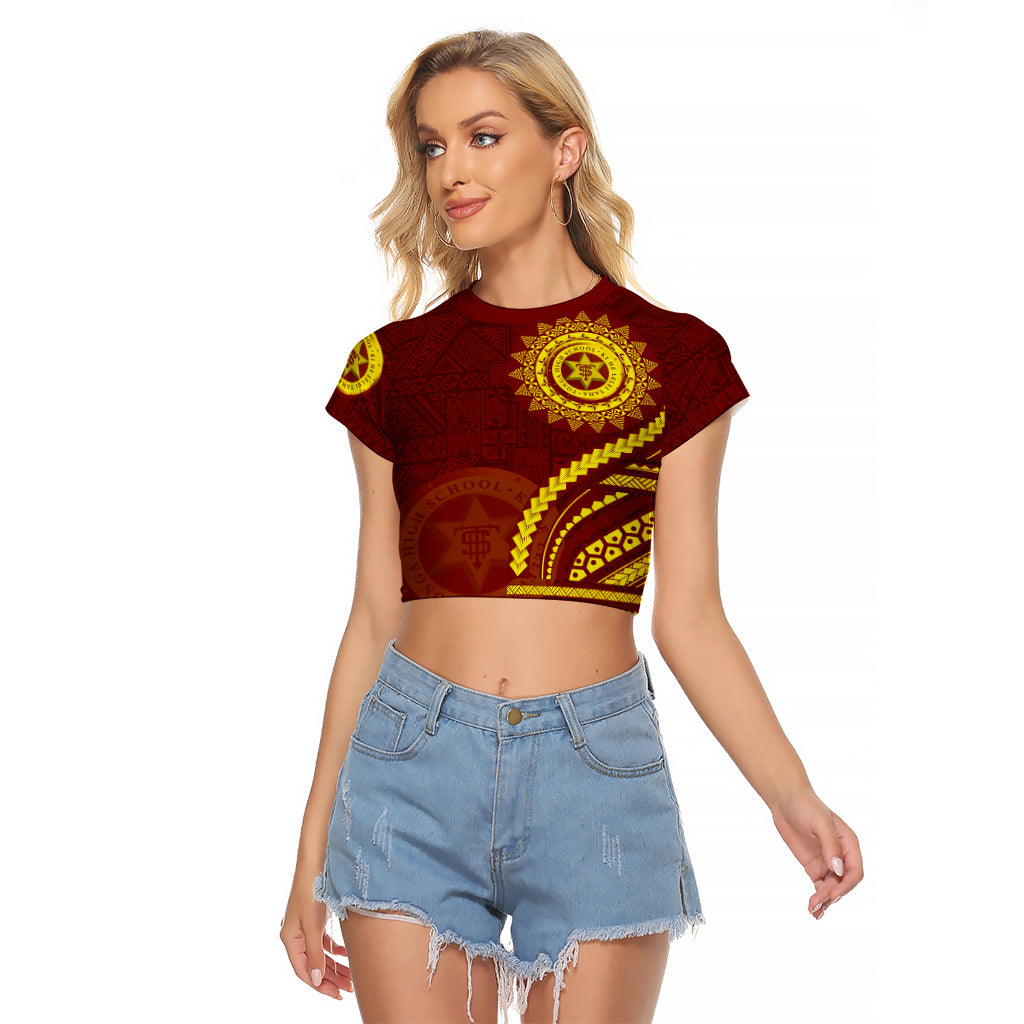 Tonga High School Raglan Cropped T Shirt Ngatu and Polynesian Pattern