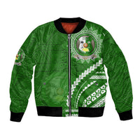 Liahona High School Bomber Jacket Ngatu and Polynesian Pattern LT03 Unisex Green - Polynesian Pride
