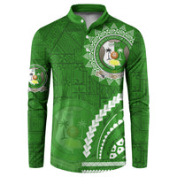Liahona High School Button Sweatshirt Ngatu and Polynesian Pattern LT03 Green - Polynesian Pride