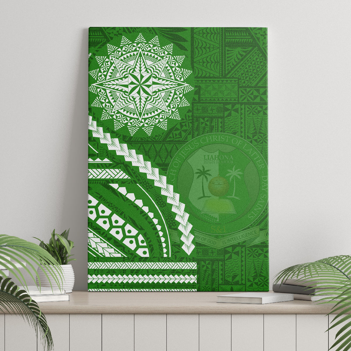 Liahona High School Canvas Wall Art Ngatu and Polynesian Pattern LT03 - Polynesian Pride