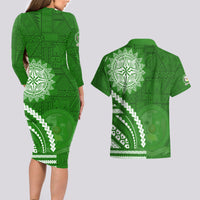 Liahona High School Couples Matching Long Sleeve Bodycon Dress and Hawaiian Shirt Ngatu and Polynesian Pattern LT03 - Polynesian Pride