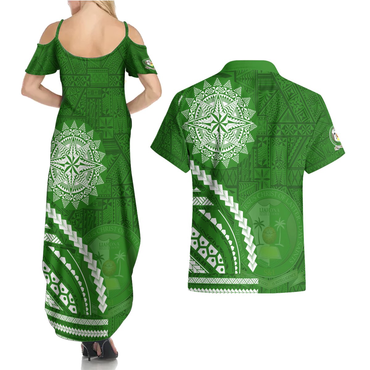 Liahona High School Couples Matching Summer Maxi Dress and Hawaiian Shirt Ngatu and Polynesian Pattern LT03 - Polynesian Pride