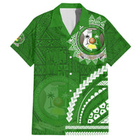 Liahona High School Family Matching Off Shoulder Maxi Dress and Hawaiian Shirt Ngatu and Polynesian Pattern LT03 Dad's Shirt - Short Sleeve Green - Polynesian Pride