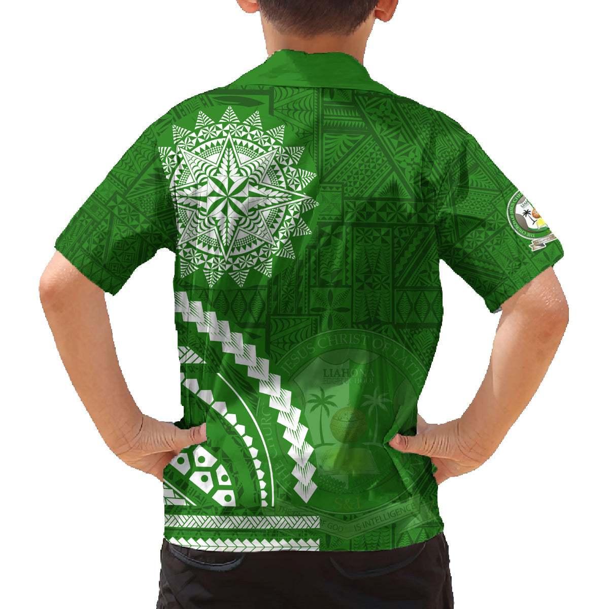Liahona High School Family Matching Puletasi and Hawaiian Shirt Ngatu and Polynesian Pattern