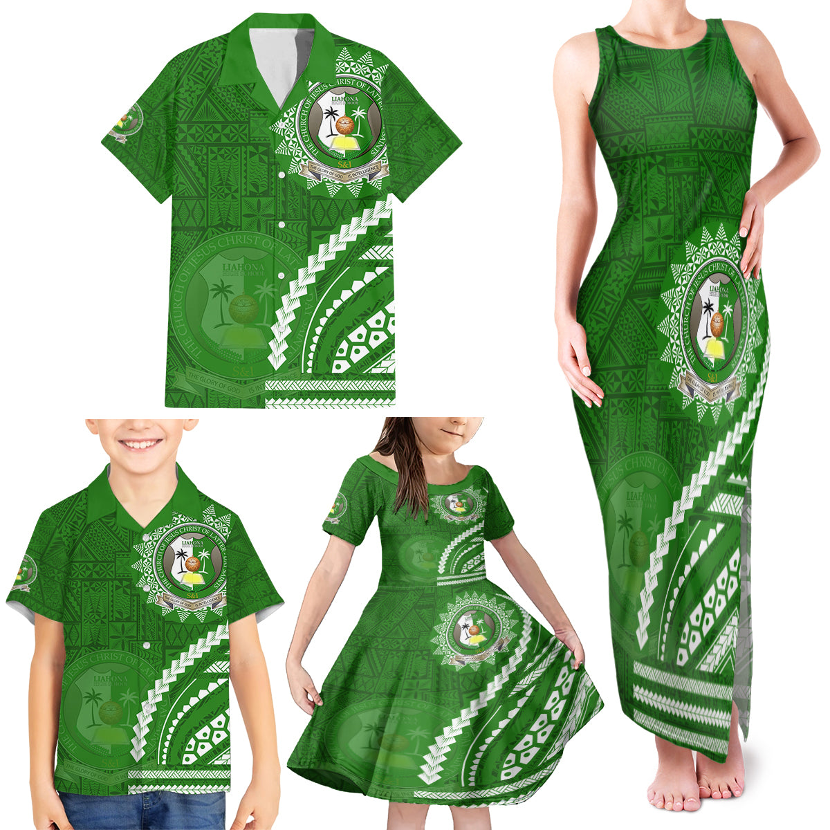 Liahona High School Family Matching Tank Maxi Dress and Hawaiian Shirt Ngatu and Polynesian Pattern LT03 - Polynesian Pride