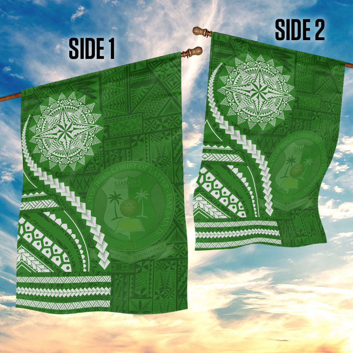 Liahona High School Garden Flag Ngatu and Polynesian Pattern LT03 - Polynesian Pride