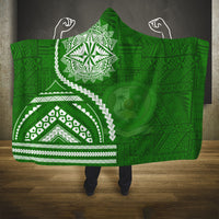 Liahona High School Hooded Blanket Ngatu and Polynesian Pattern LT03 One Size Green - Polynesian Pride