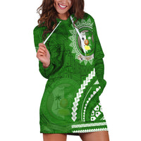 Liahona High School Hoodie Dress Ngatu and Polynesian Pattern LT03 Green - Polynesian Pride