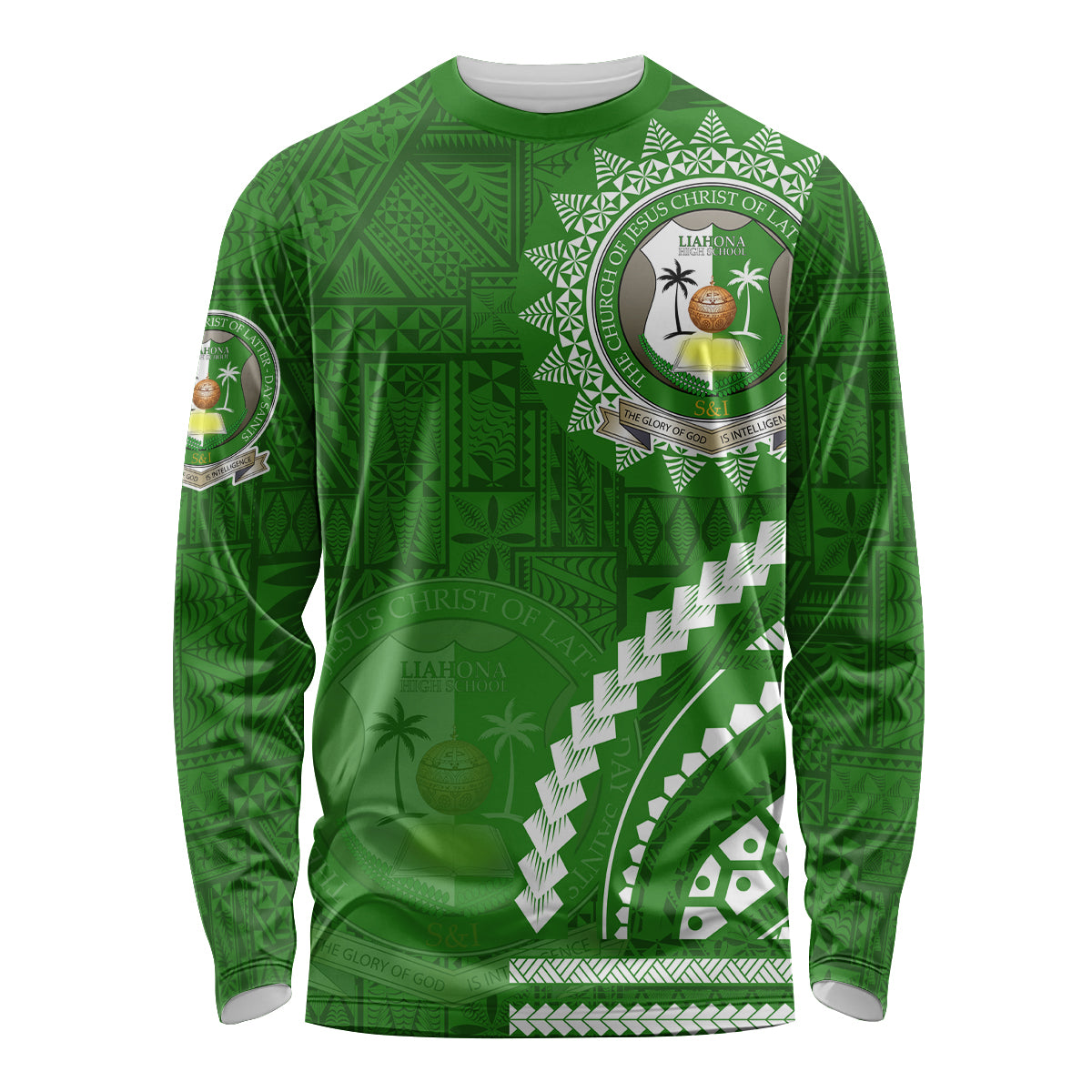 Liahona High School Long Sleeve Shirt Ngatu and Polynesian Pattern