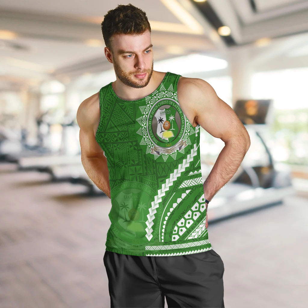Liahona High School Men Tank Top Ngatu and Polynesian Pattern LT03 Green - Polynesian Pride