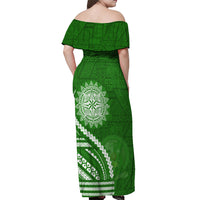 Liahona High School Off Shoulder Maxi Dress Ngatu and Polynesian Pattern LT03 - Polynesian Pride