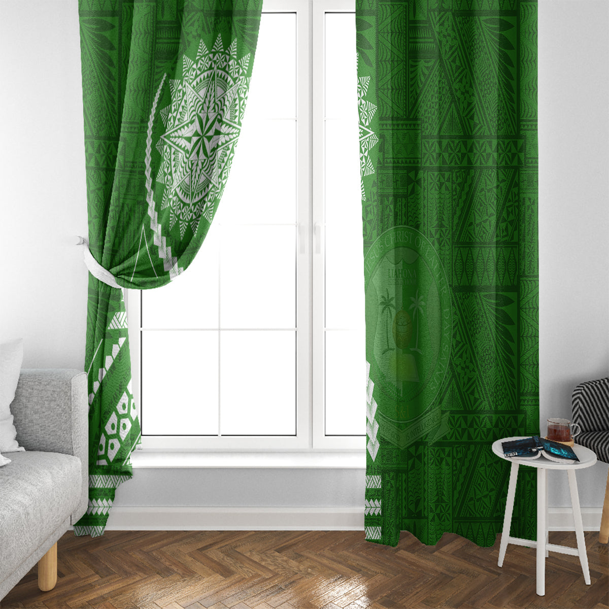 Liahona High School Window Curtain Ngatu and Polynesian Pattern LT03 - Polynesian Pride