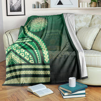 Saineha High School Blanket Ngatu and Polynesian Pattern LT03 Green - Polynesian Pride