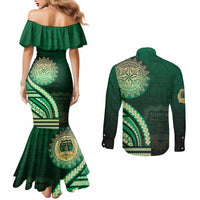 Saineha High School Couples Matching Mermaid Dress and Long Sleeve Button Shirt Ngatu and Polynesian Pattern LT03 - Polynesian Pride
