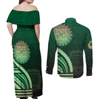 Saineha High School Couples Matching Off Shoulder Maxi Dress and Long Sleeve Button Shirt Ngatu and Polynesian Pattern LT03 - Polynesian Pride