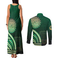 Saineha High School Couples Matching Tank Maxi Dress and Long Sleeve Button Shirt Ngatu and Polynesian Pattern LT03 - Polynesian Pride