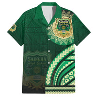 Saineha High School Family Matching Off Shoulder Maxi Dress and Hawaiian Shirt Ngatu and Polynesian Pattern LT03 Dad's Shirt - Short Sleeve Green - Polynesian Pride