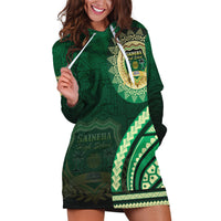 Saineha High School Hoodie Dress Ngatu and Polynesian Pattern LT03 Green - Polynesian Pride