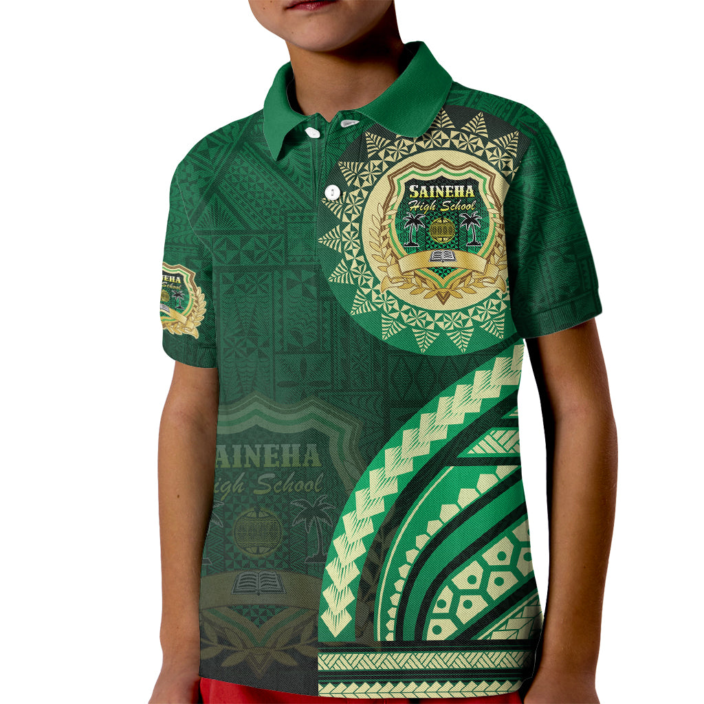 Saineha High School Kid Polo Shirt Ngatu and Polynesian Pattern