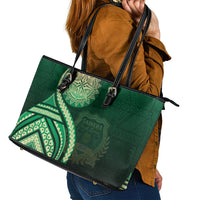 Saineha High School Leather Tote Bag Ngatu and Polynesian Pattern LT03 - Polynesian Pride