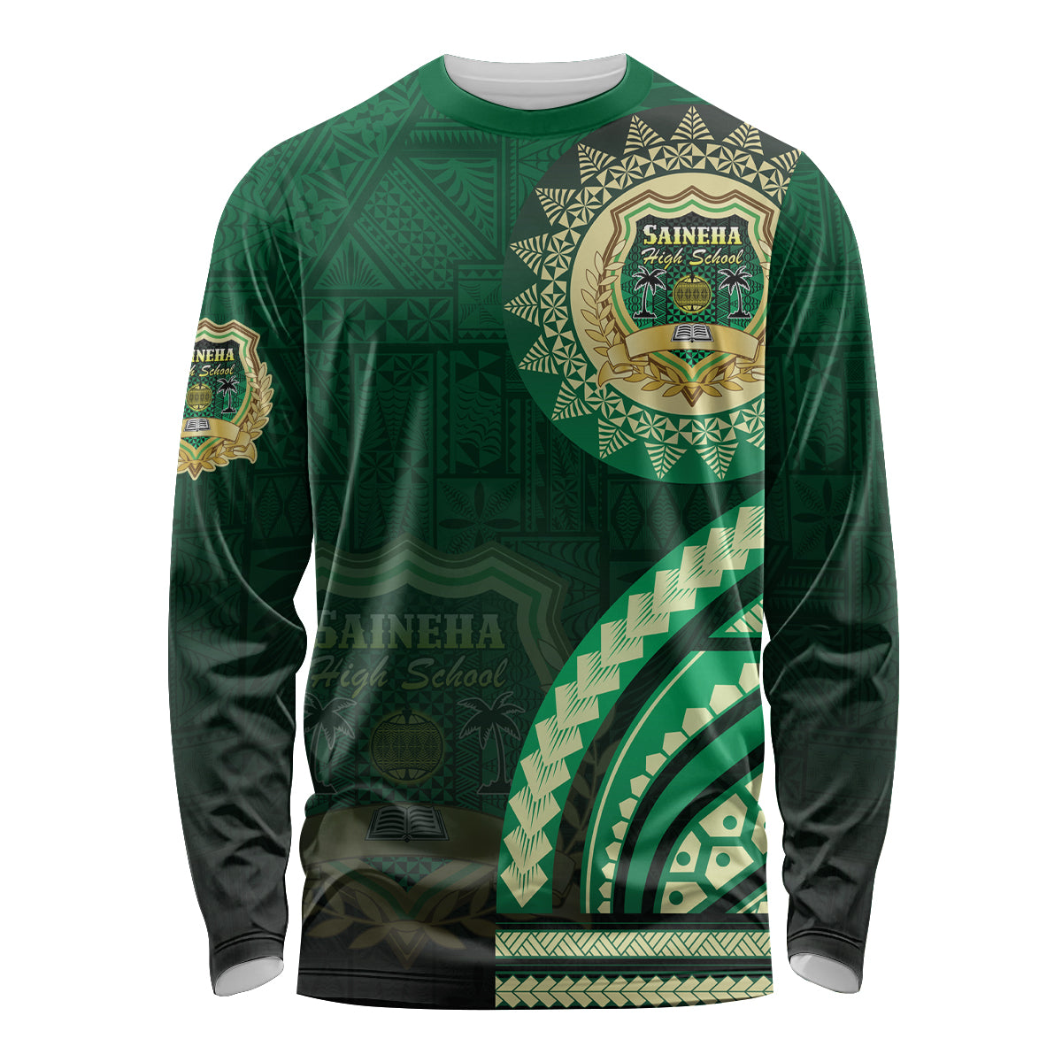 Saineha High School Long Sleeve Shirt Ngatu and Polynesian Pattern