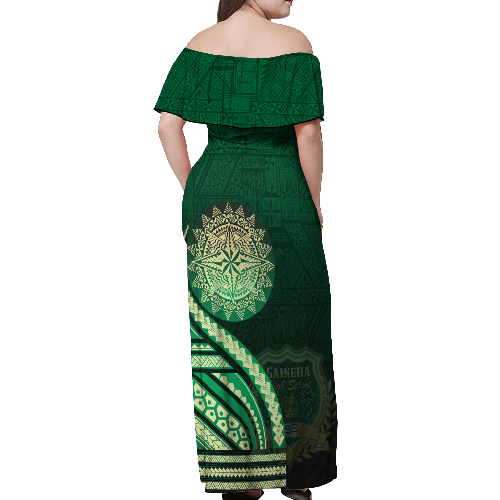 Saineha High School Off Shoulder Maxi Dress Ngatu and Polynesian Pattern LT03 - Polynesian Pride
