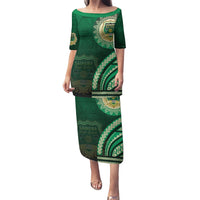 Saineha High School Puletasi Ngatu and Polynesian Pattern LT03 Long Dress Green - Polynesian Pride