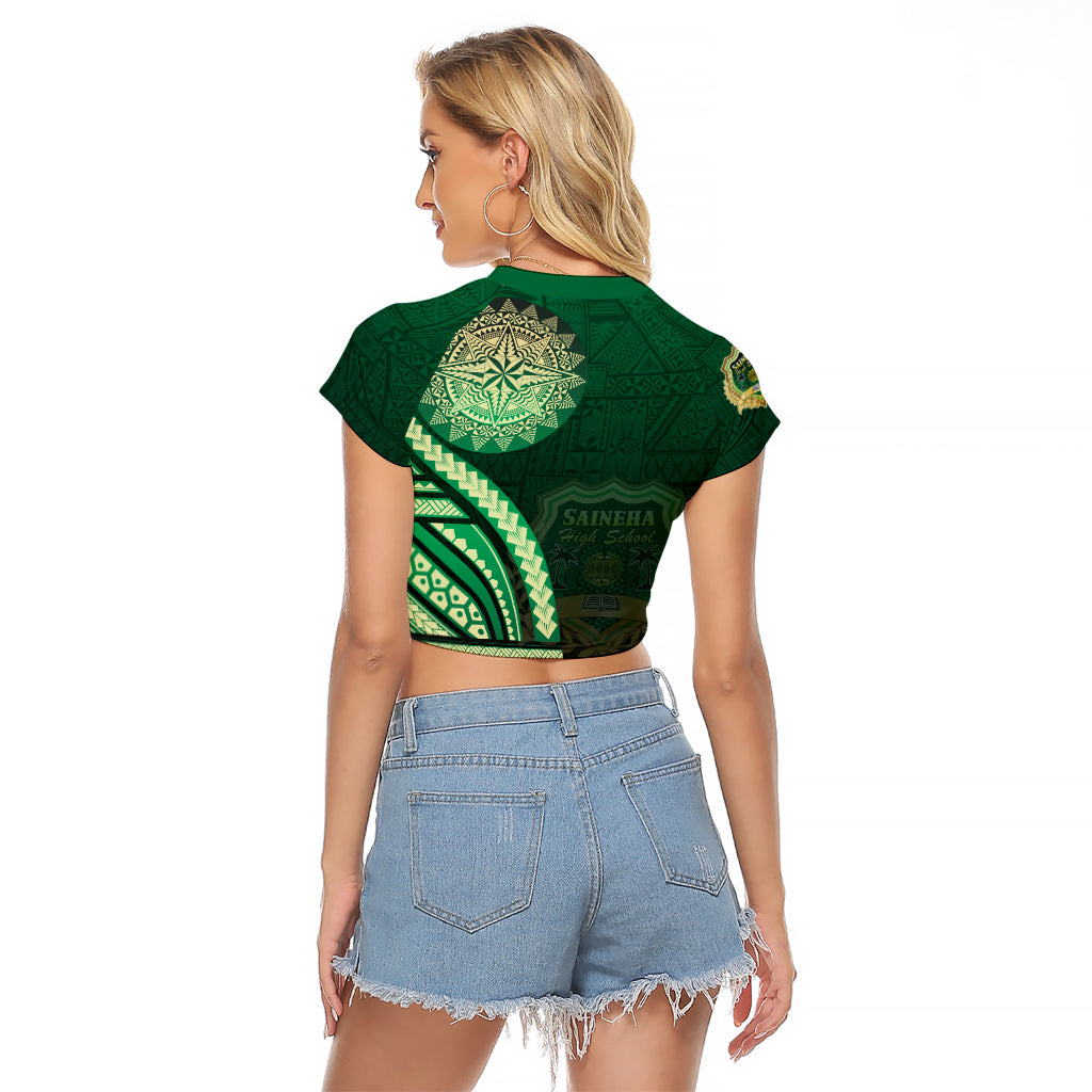 Saineha High School Raglan Cropped T Shirt Ngatu and Polynesian Pattern