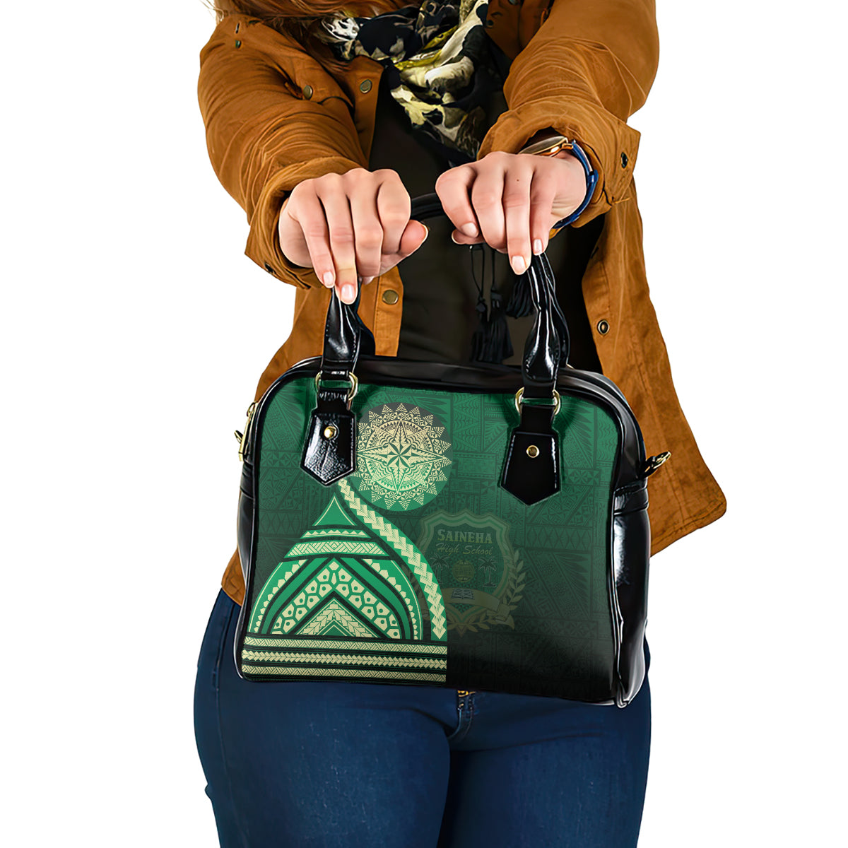 Saineha High School Shoulder Handbag Ngatu and Polynesian Pattern