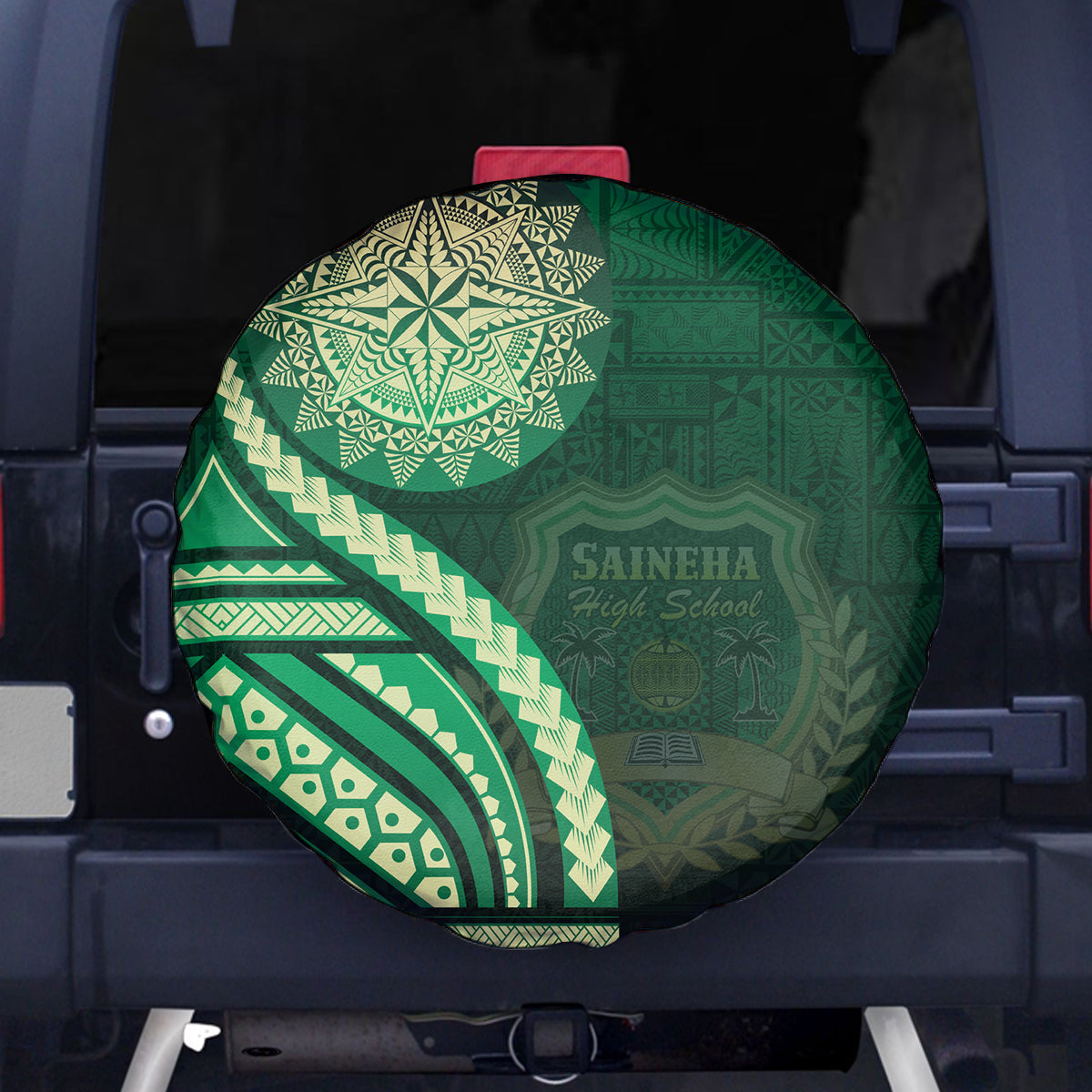 Saineha High School Spare Tire Cover Ngatu and Polynesian Pattern LT03 - Polynesian Pride