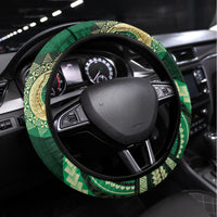 Saineha High School Steering Wheel Cover Ngatu and Polynesian Pattern LT03 Universal Fit Green - Polynesian Pride