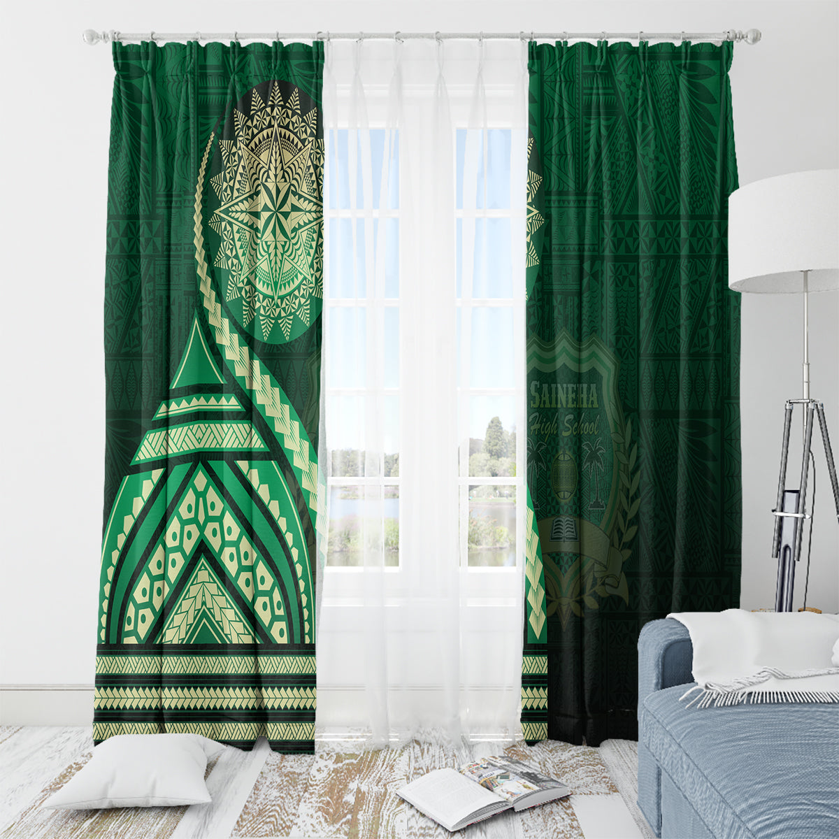 Saineha High School Window Curtain Ngatu and Polynesian Pattern LT03 - Polynesian Pride